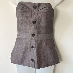Banana Republic Gray Button-Up Tube Top, Size 0, Stylish office layering piece